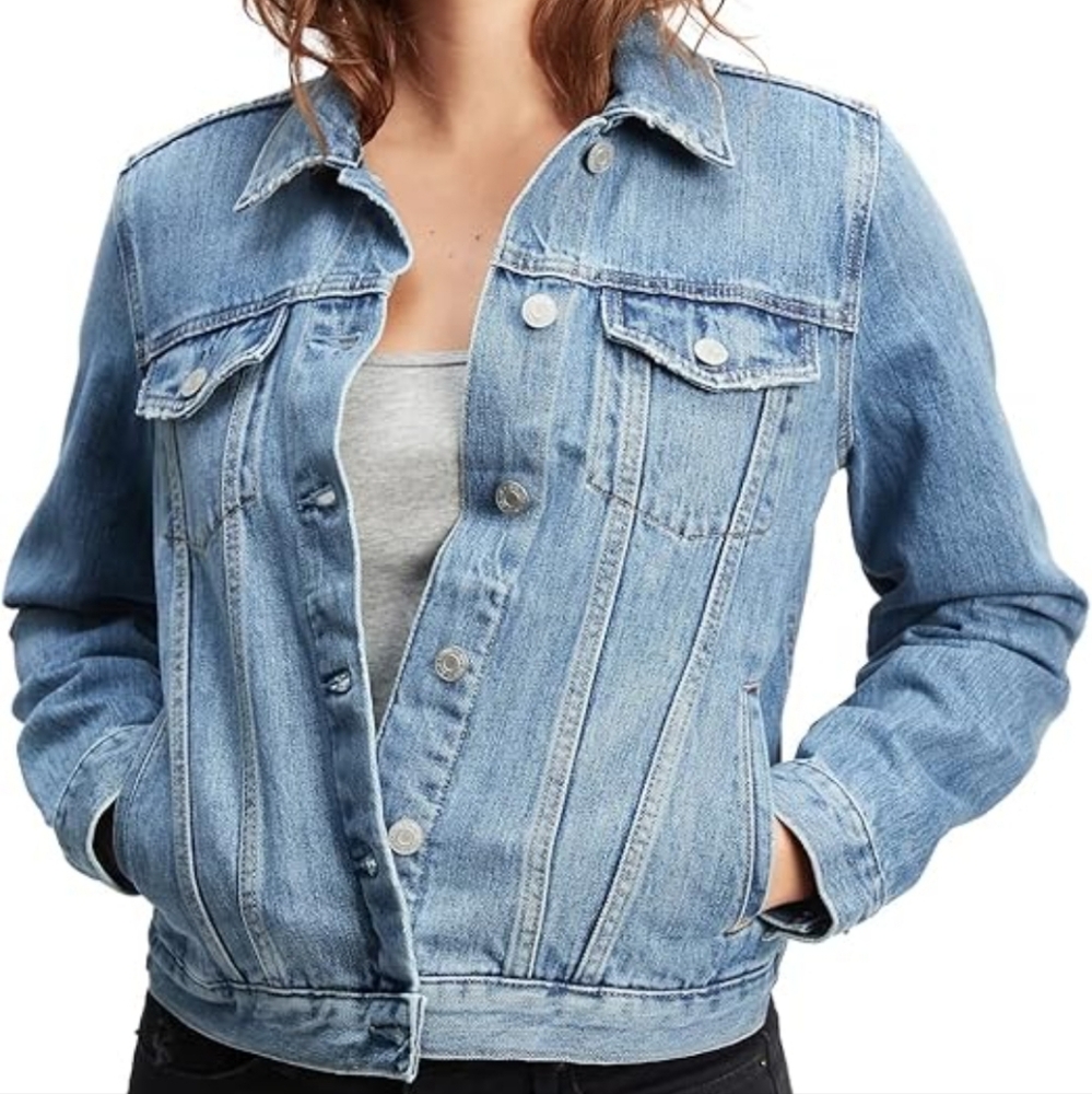 GAP Distressed Denim Jacket, Size XS